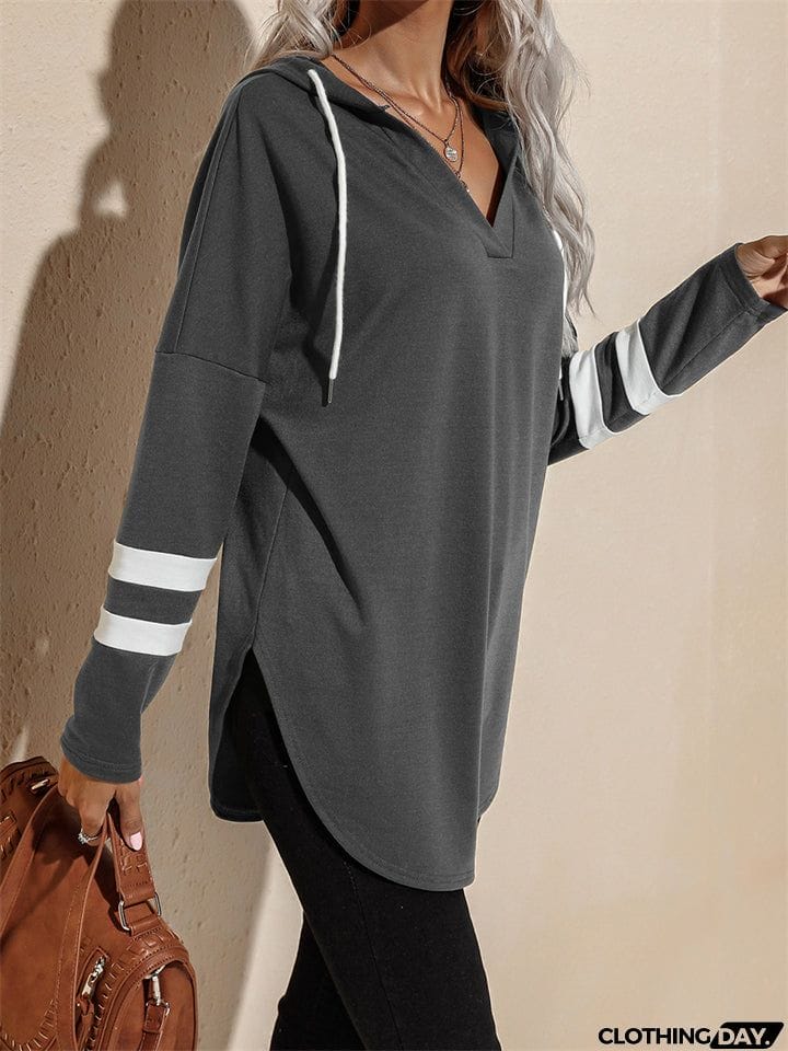 Cozy Spring Fall Thin V Neck Hoodies for Ladies