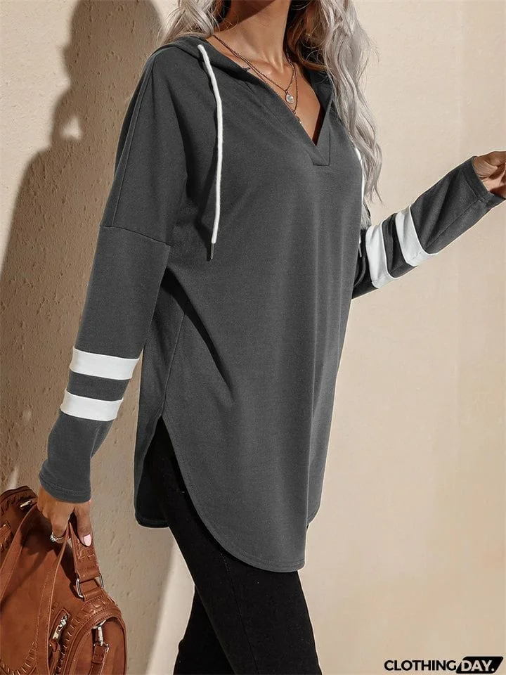 Cozy Spring Fall Thin V Neck Hoodies for Ladies