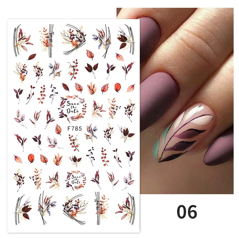 Black White Butterfly 3D Nails Sticker Geometry Decals Flower Gold DIY Decals Designs For Nail Art Manicures Decorations Salon