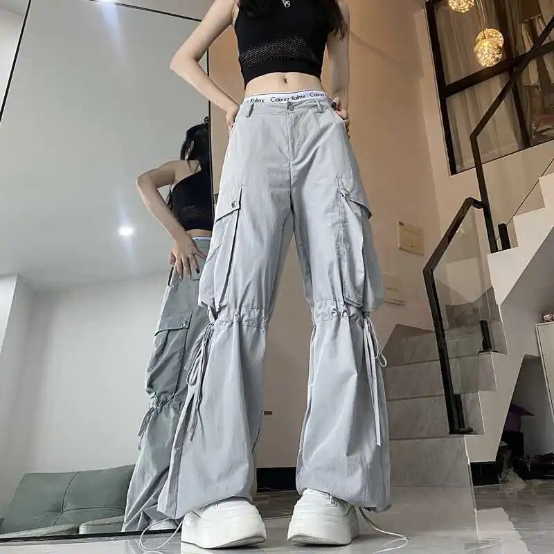 Aquavibeshop fall casual outfits women 2024 Japanese Y2K Cargo Pants Women Harajuku Oversize Wide Leg Trousers Female Hip Hop Streetwear Bottom Pockets Autumn