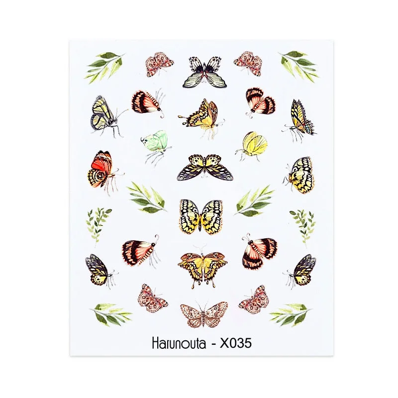 Harunouta Spring Water Nail Decal And Sticker Flower Leaf Tree Green Simple Summer DIY Slider For Manicuring Nail Art Watermark