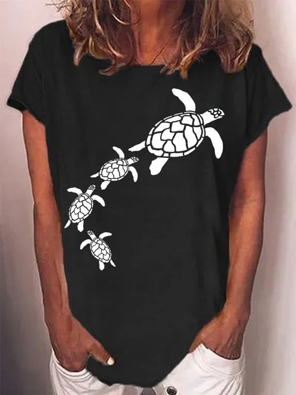 Tuturtle Print Short-Sleeved Oversized T-Shirt