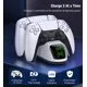 DinoFire PS5 Charger Station with LED Indicators, PS5 Controller Charger for Dual Fast Charging & AC Adapter