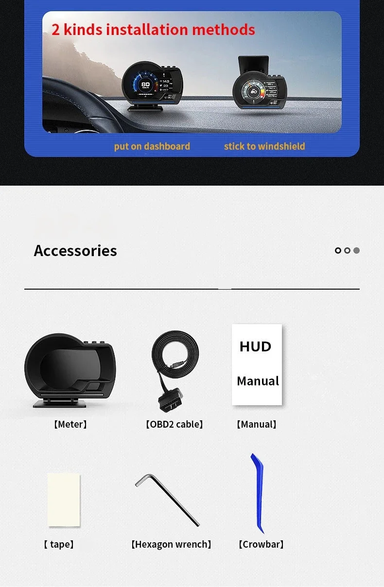 Car OBD multi-function LCD instrument modified head-up display