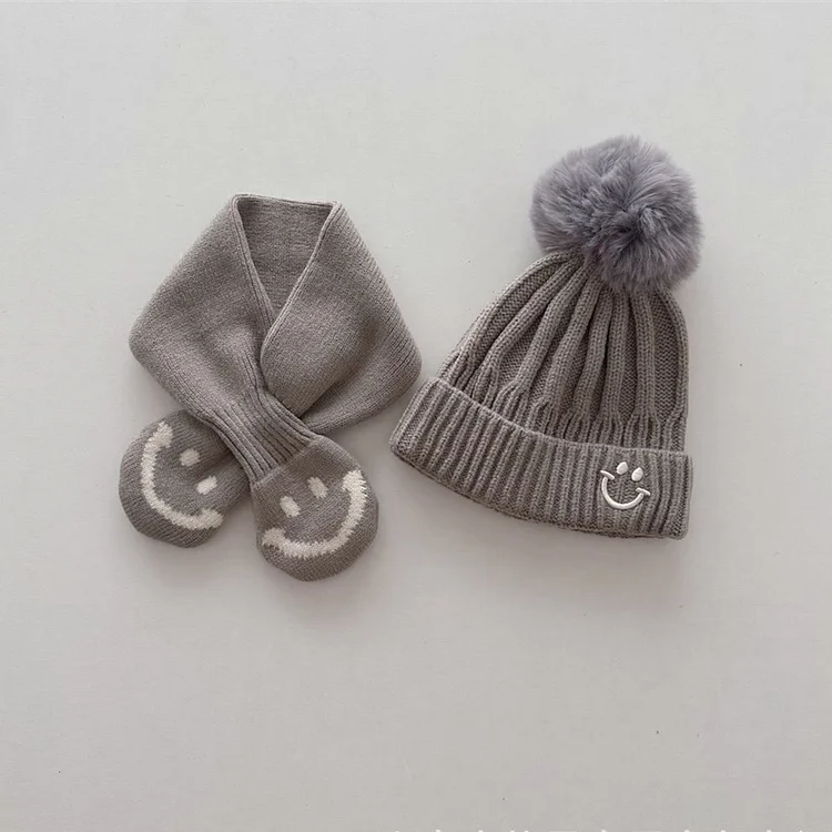 Baby Smile Knitted Beanie Scarf 2 Pieces Set