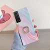 2022 Laser Marble Pattern Ring Holder Protective Cover For Samsung Galaxy