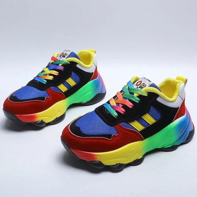 Tennis shoes hip-hop style sneakers 2021 fall color matching casual personality rainbow bottom women's shoes basketball shoes