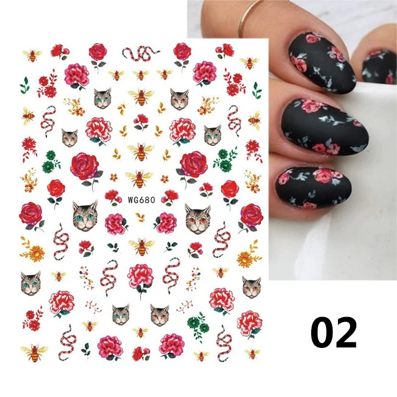 Black 3D Leopard Nail Stickers White Milk Cow Nail Design Snake Prints Sliders Animal Skins Foils Zebra Pattern Manicures Decor-Nail Inspo