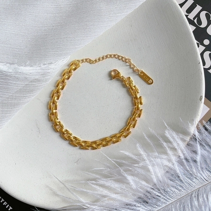 Minimalist Solid Color Titanium Steel Plating Gold Plated Bracelets