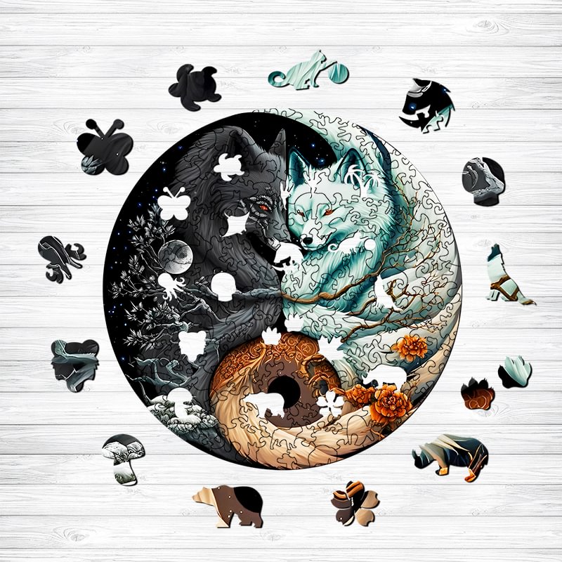 Jeffpuzzle™-Jeffpuzzle™Blazing Red Eyed Fox Wooden Jigsaw Puzzle
