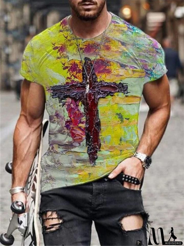 MidiSono - Cross Printing Christian T-shirts for Men