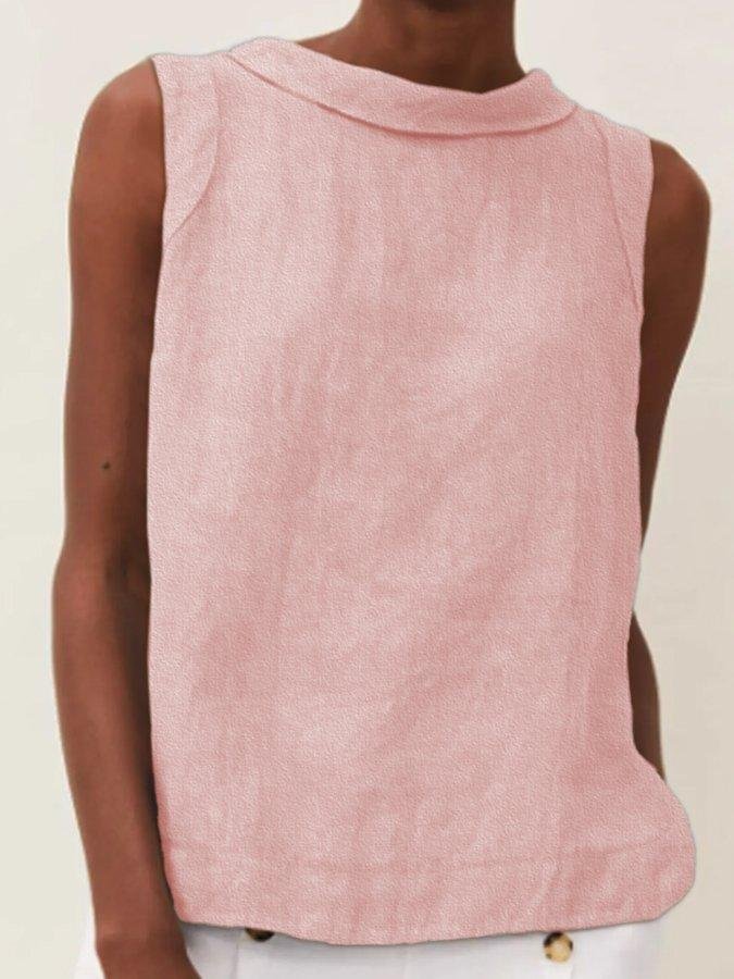 Solid Color Cotton&Linen T-Shirt