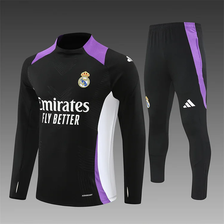 2024-25 Real Madrid black and purple half-zip training suit