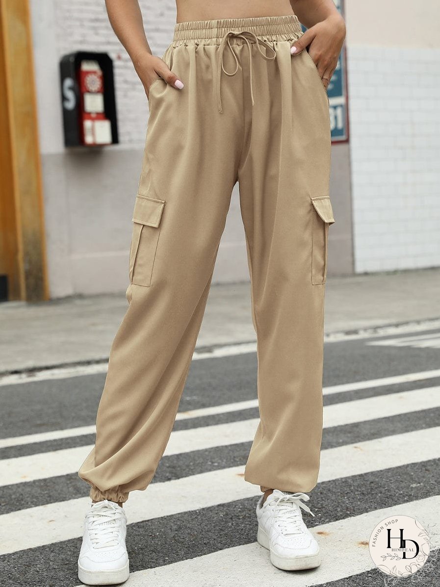 Stylish Cargo Pants, Elastic Waistband