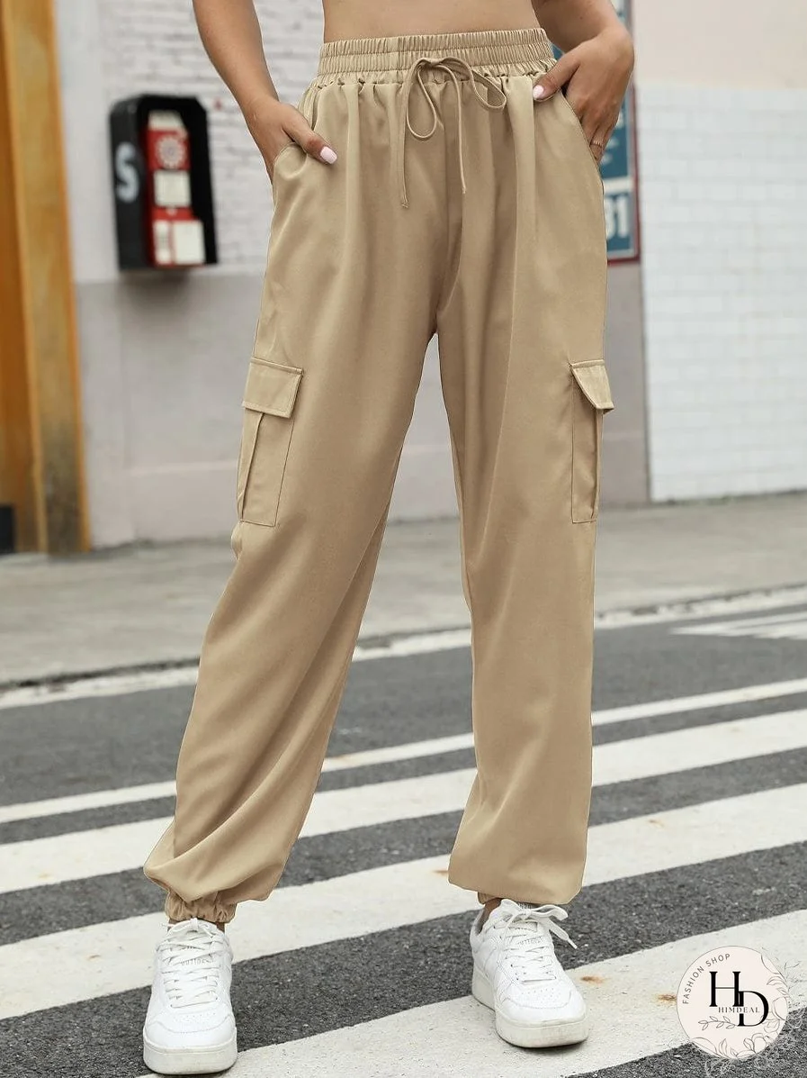 Stylish Cargo Pants, Elastic Waistband