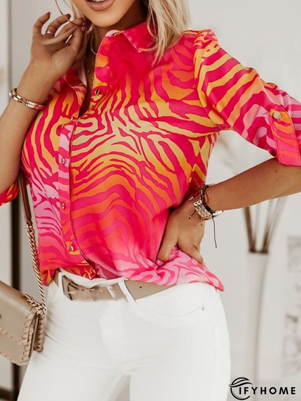 Casual Shirt Collar Striped Loose Blouse | IFYHOME