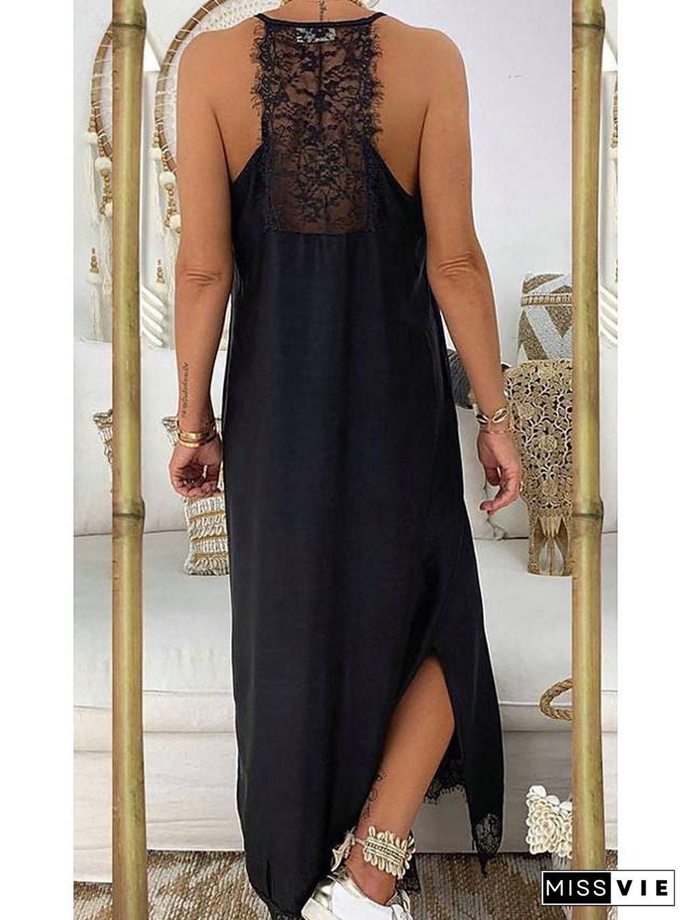 Women's Strap Dress Midi Dress Sleeveless Solid Colored Hot Slim Black S M L XL Black Dresses
