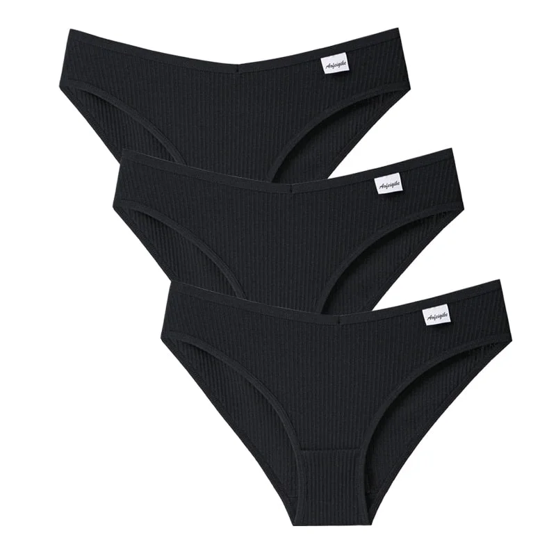 V Waist Cotton Panties Women Underpants Female Underwear Low-Rise 3PCS/Set 6 Solid Color Girl Briefs Ladies Lingerie Panties