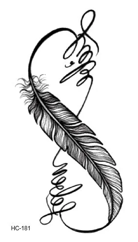 HC-181/Body Art Sex Products Black White Magic Feather Water Transfer Temporary Fast Flash Fake Tattoos Sticker Taty