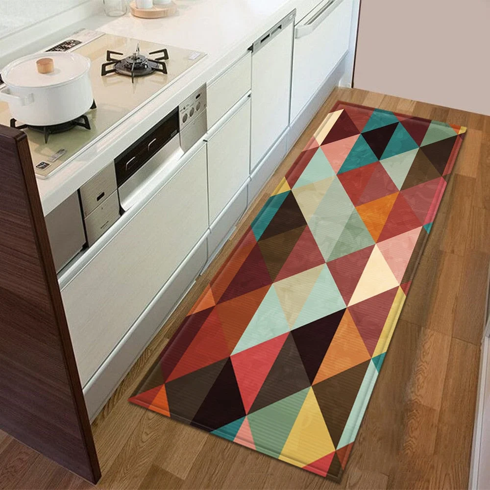 Kitchen Mat Bedroom Entrance Doormat 3D Geometric Pattern Home Floor Decoration Living Room Carpet Bathroom Non-Slip Rug