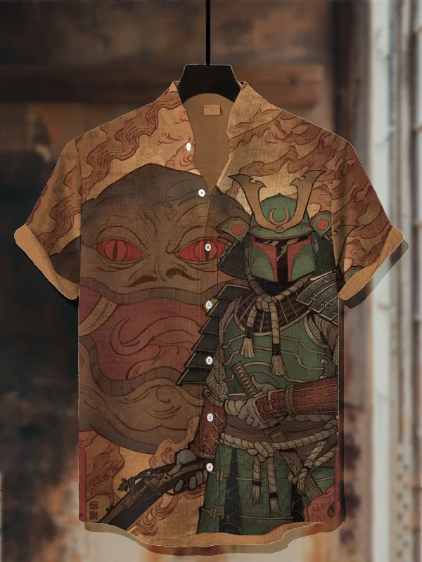 Men's Alien Warrior Art Print Casual Shirt