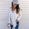 Women's Solid Color V-neck Strapped Loose Top T-shirt