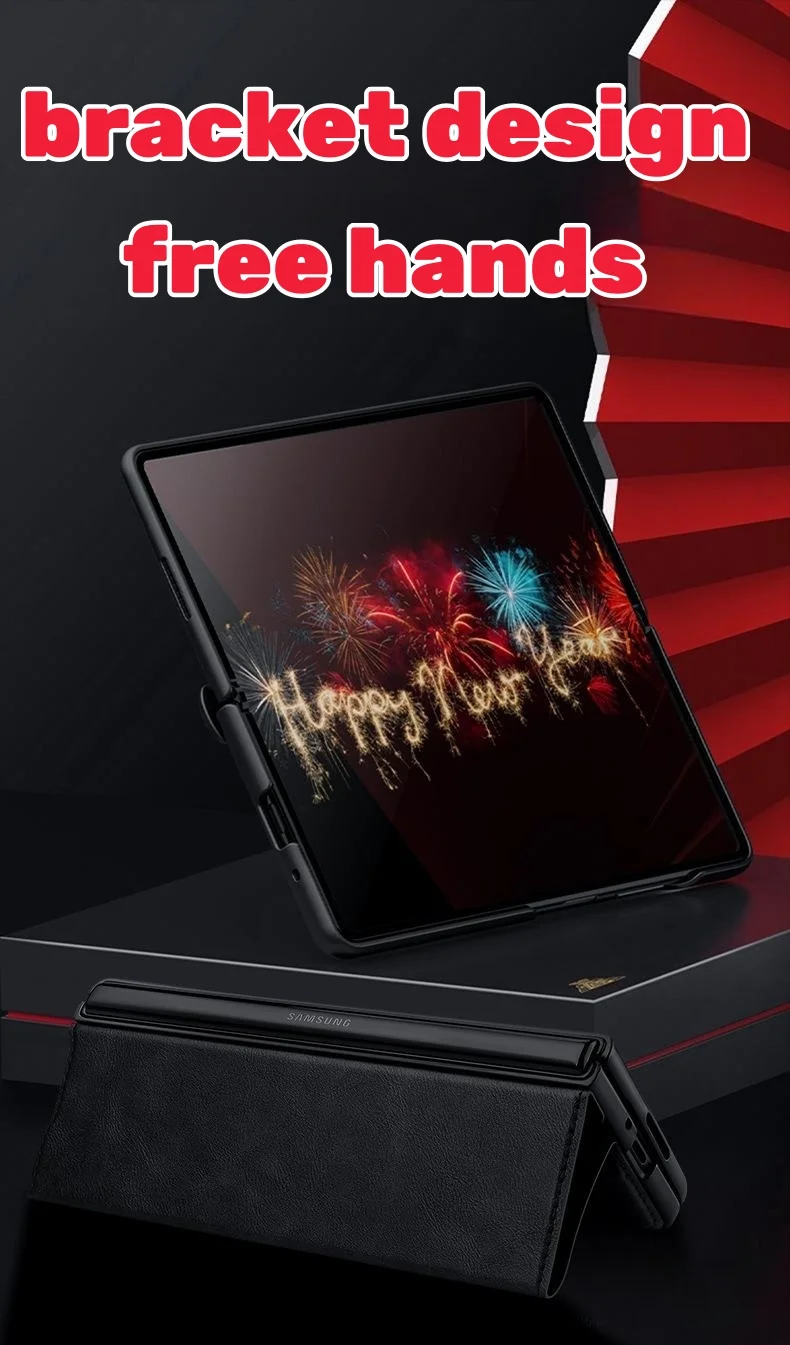 Suitable for Samsung Fold series magnetic buckle bracket folding leather case all-inclusive mobile phone case