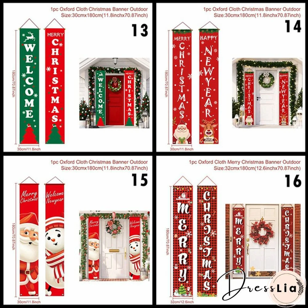 Snowman Santa Clus Merry Christmas Decorations Banner Christmas Porch Sign Hanging Banners For Indoor Outdoor Front Door Wall Xmas Christmas Decoration