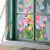Colorful Tulips Butterfly Window Static Sticker Home Decor
