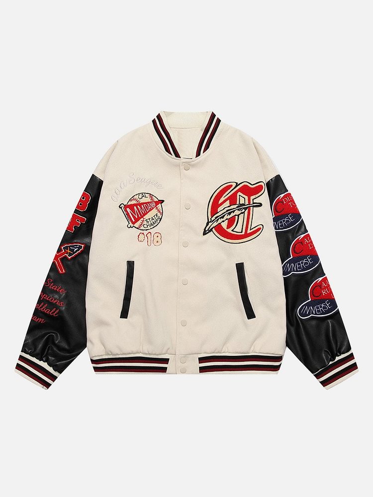 Vintage Flock Print Varsity Jacket