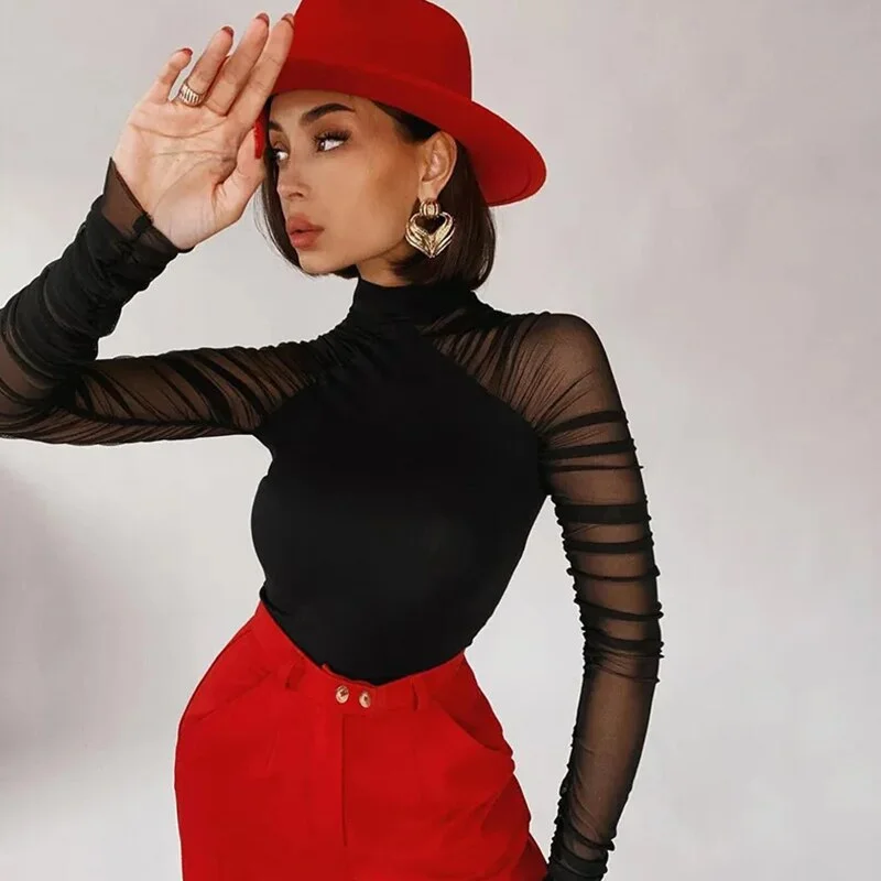 2021 Women Sexy Solid Long sleeve black bodysuit Tops For Women Female y2k body corset mujer suit Winter Bodycon Fashion Casual