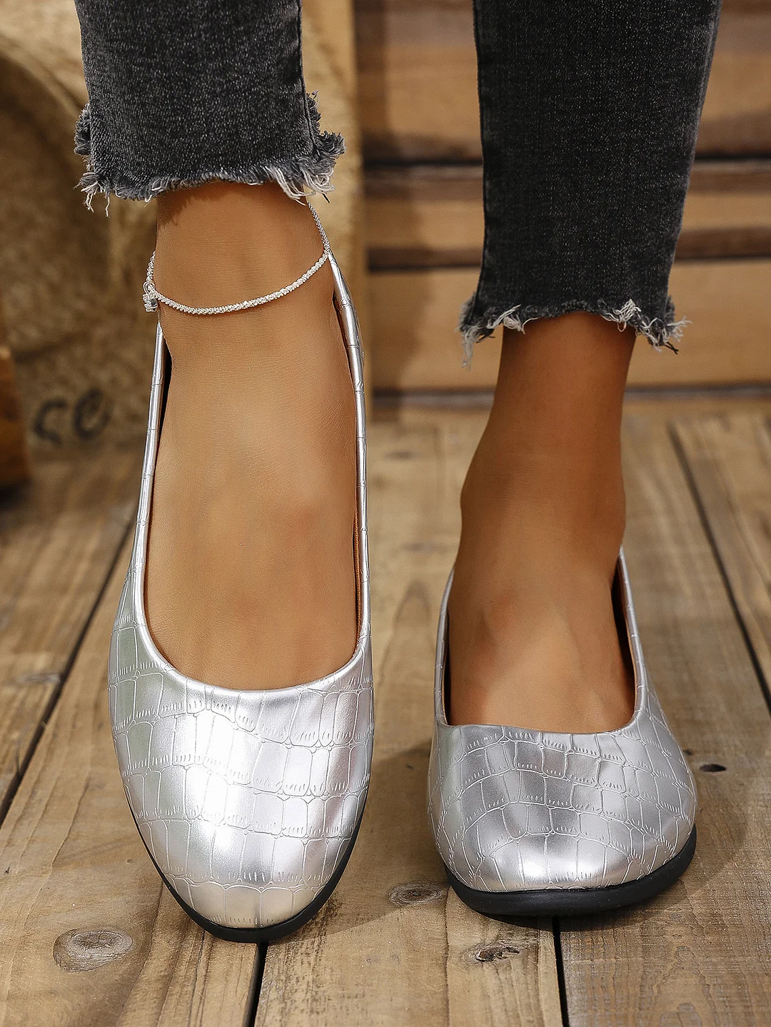 Breakj Breakj Spring New Flat Sole Single Shoes Large Size Women's Lazy Shallow Soft Bean Bean Shoes