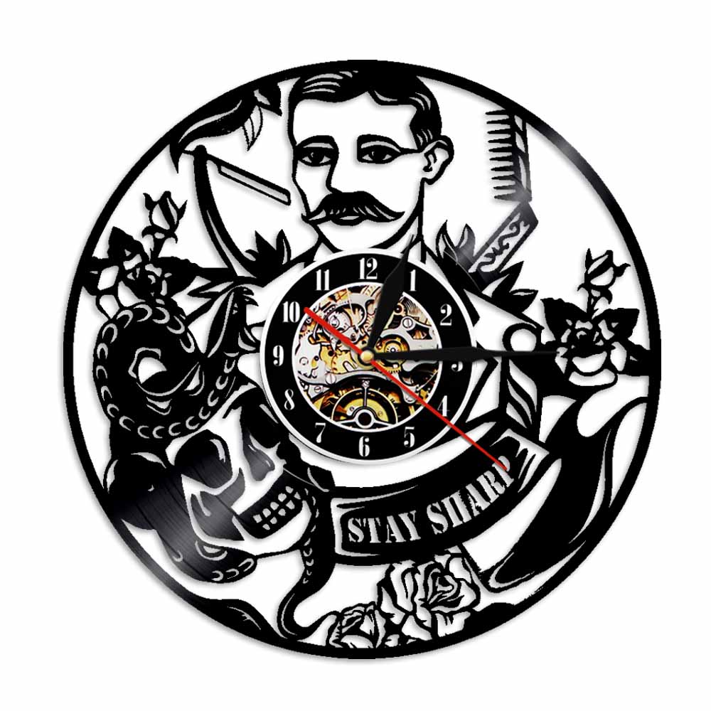 

Barber Shop - Vinyl Record Wall Clock - Without LED, 501 Original