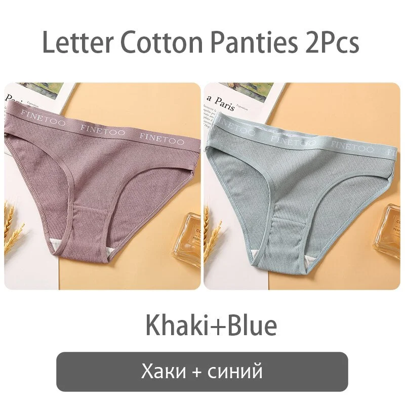 FINETOO New M-2XL Women Underpants Custom Letter Panties Breathable Cotton Underwear Ladies Briefs Casual Panty Female Lingerie