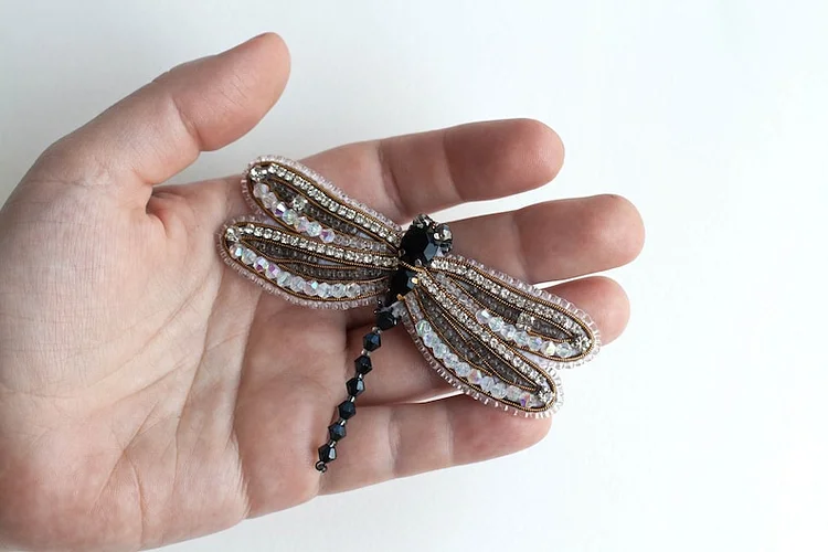 Dragonfly Bead embroidery kit. Seed Bead Brooch kit. DIY Craft kit. Beading kit. Needlework beading. Handmade Jewelry Making Kit