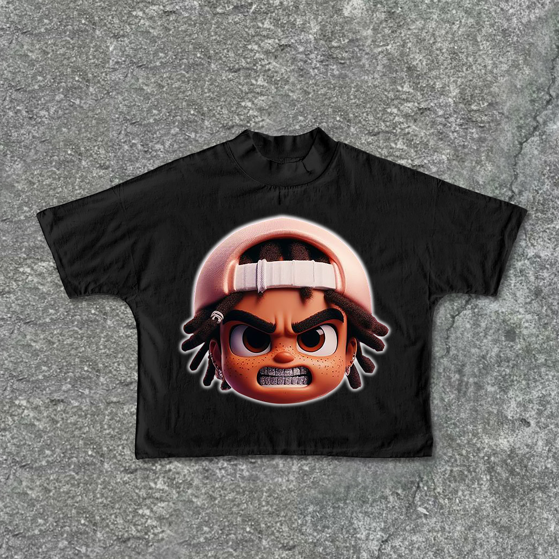 Funny Cartoon Portrait Graphic Print Casual Cropped T-Shirts