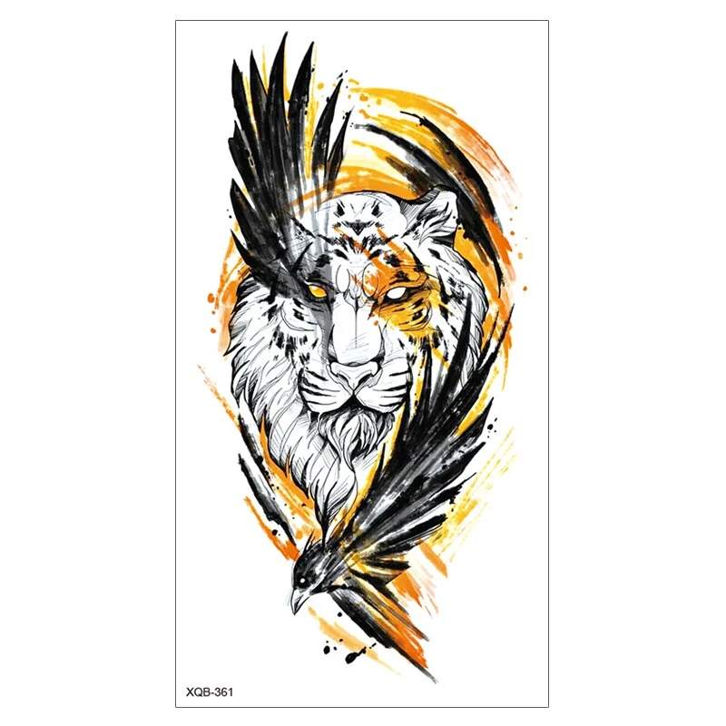 Lion King Waterproof Temporary Tattoo Stickers Body Art Fake Tatoo Animal Realistic Tribal Tiger Arm Sleeve transferable tattoo