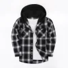 2024 New Loose Casual Flannel Long-sleeved Hooded Plaid Shirt