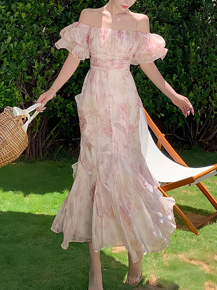 Pink Ruffled Maxi Dress