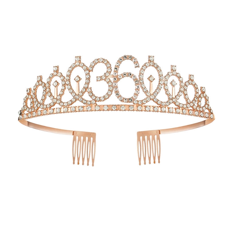Women’s IG Style Shiny Number Crown Alloy Hollow Out Inlay Rhinestones Crown