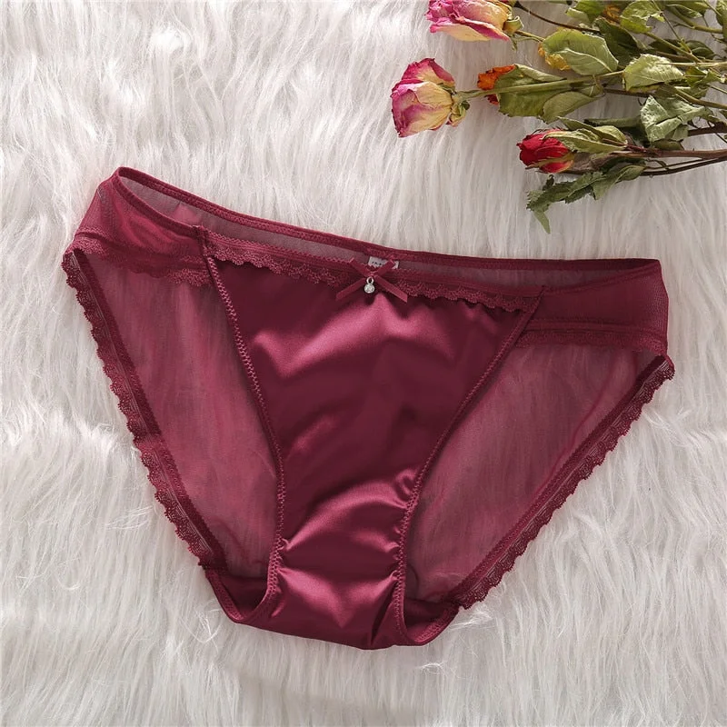 Transparent Panties Women's Briefs Lace Underwear Femme Hot Erotic Woman Diamond Mesh 4 Colors Sexy Underpants For Ladies S-L