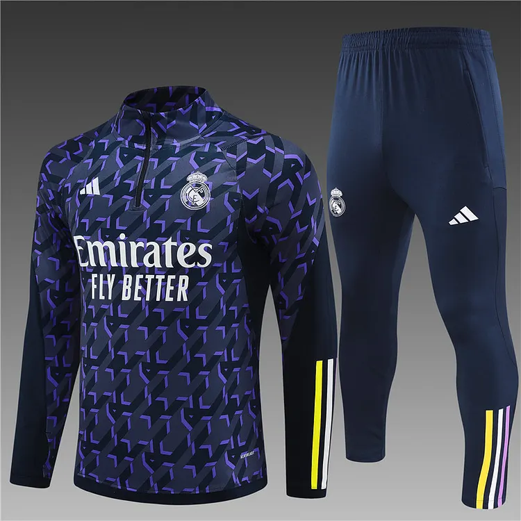 2023-24 Real Madrid Royal Blue Camouflage Half-Pull Training Jersey