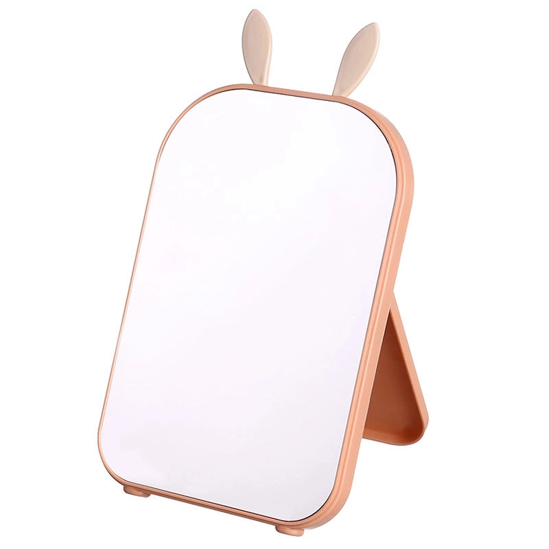 Desktop Makeup Mirror Rabbit Ear Dressing Mirror Portable Folding Desktop Princess Mirror Rectangular Mirror Simple Fashion Mirror