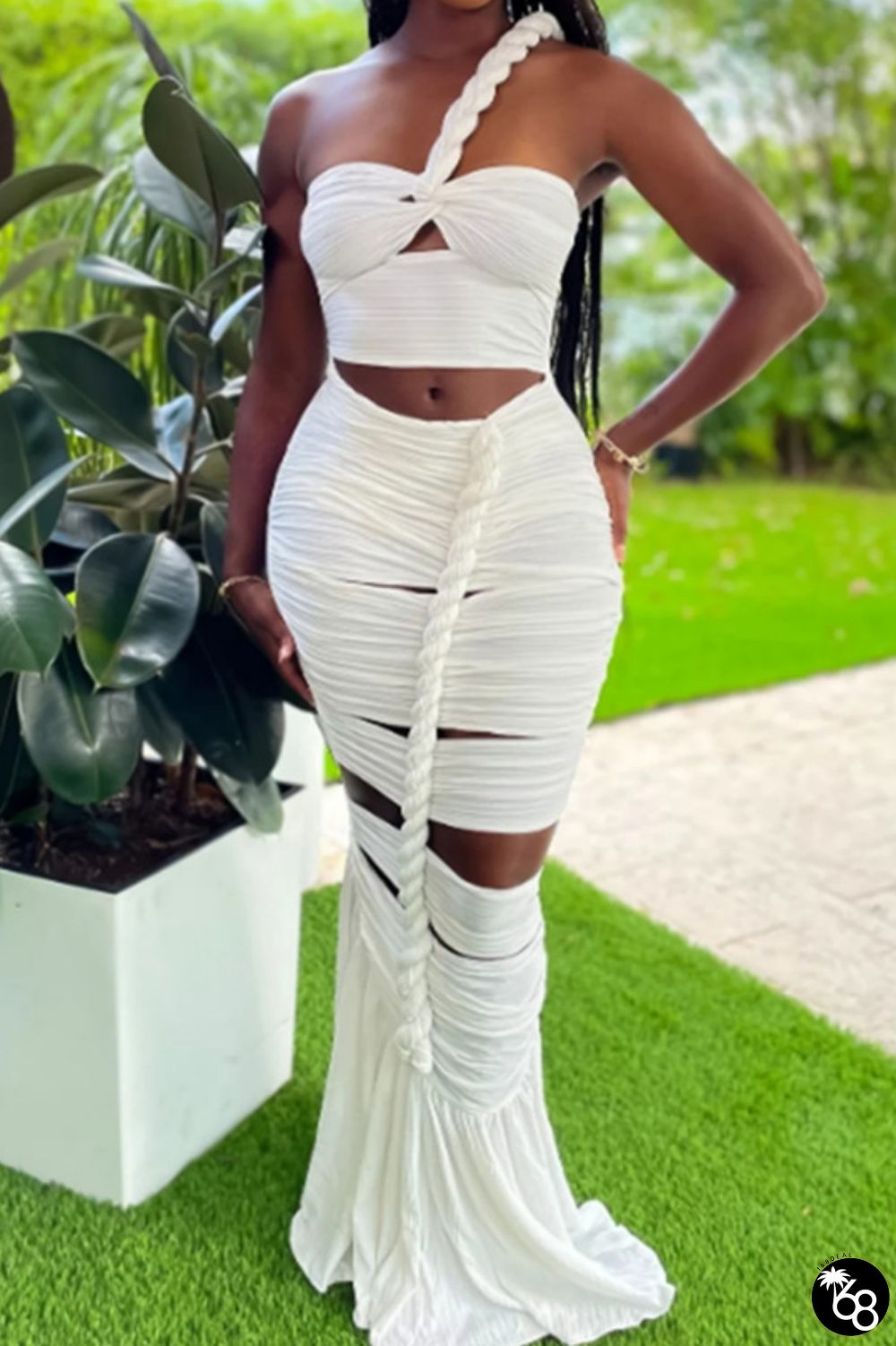 Sexy Formal Solid Hollowed Out Backless Fold Strapless Long Sleeve Dresses | 168DEAL