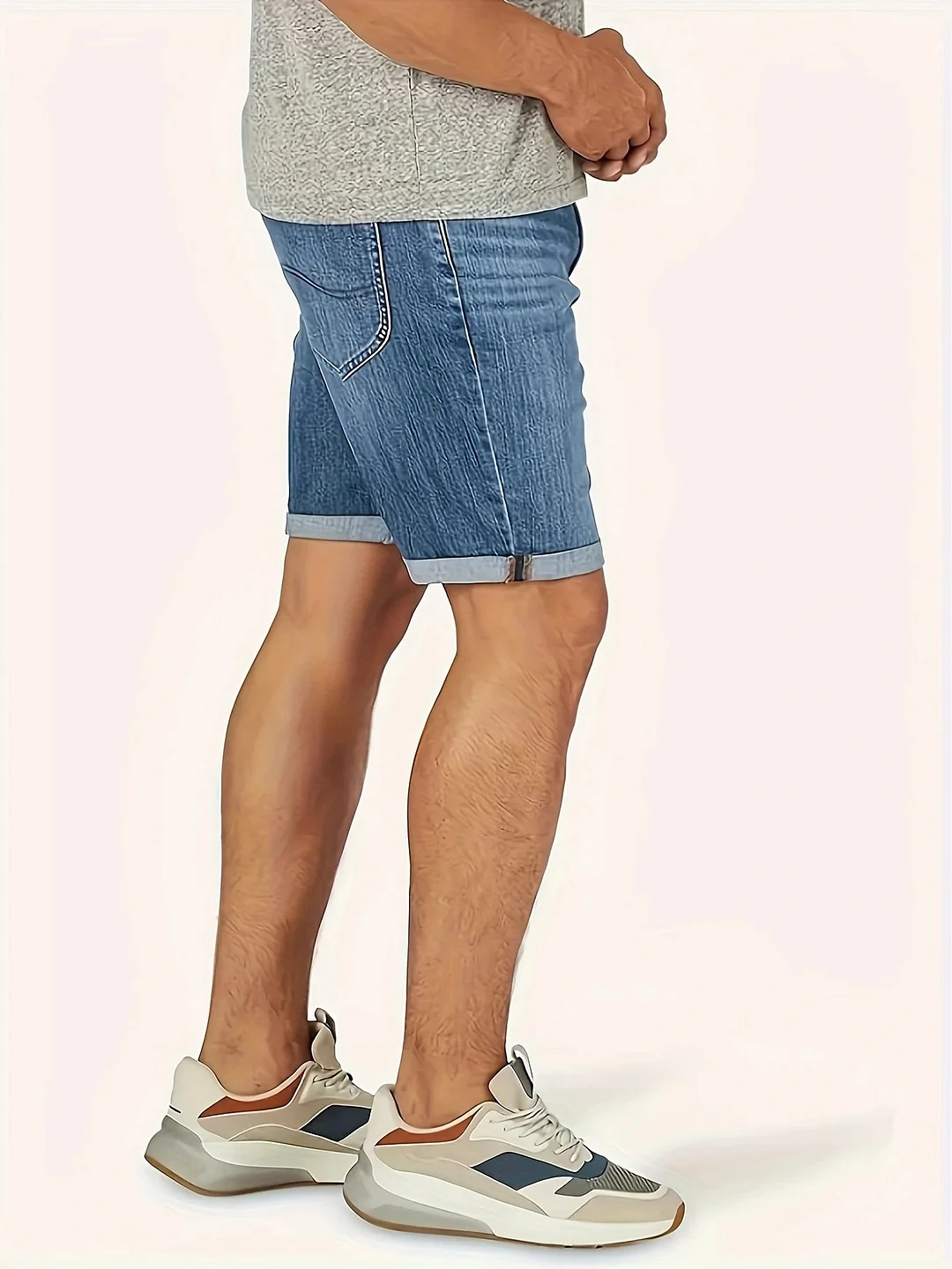 Woherb Fashion Men's Casual Straight Rolled Jeans Jeans Medium Pants-Outfit Ideas