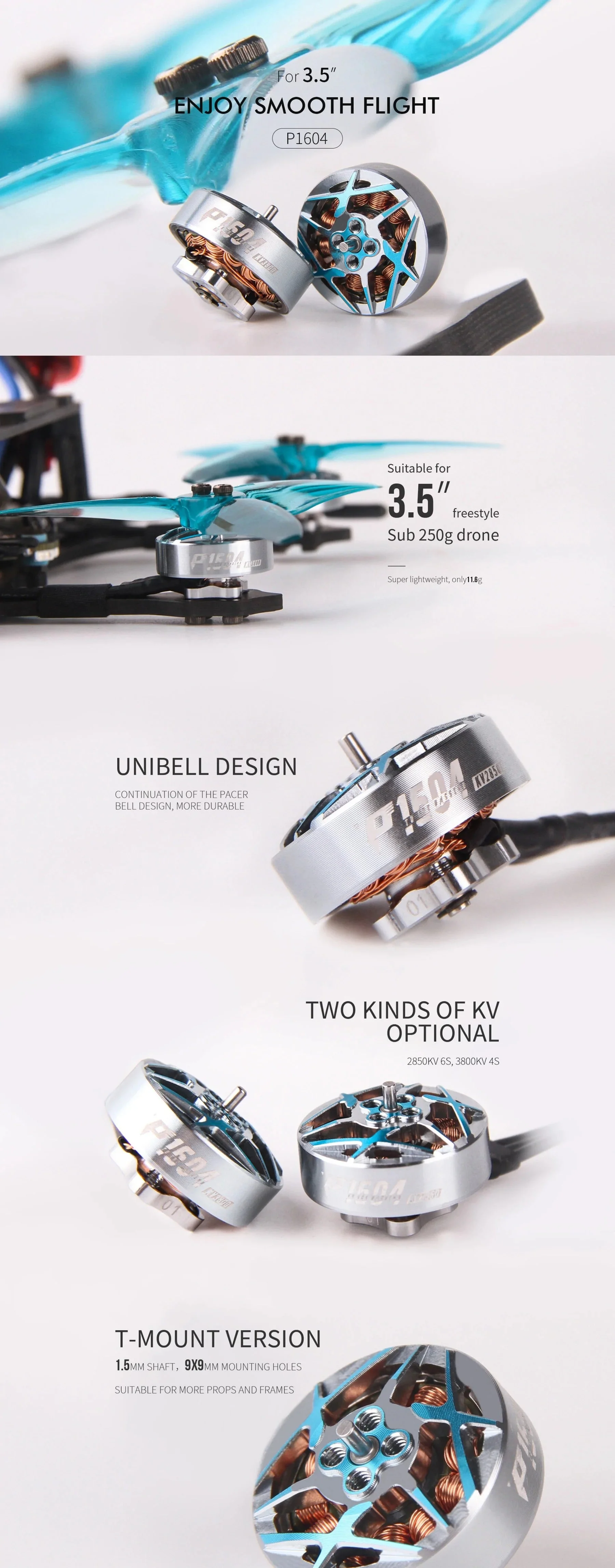 SPY モーターセット TMOTOR New Pacer P1804 3 3.5 4 inch FPV Drone Freestyle Motor