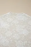 Women's White Plus Size Floral Mesh Long Sleeve Top Cover Up