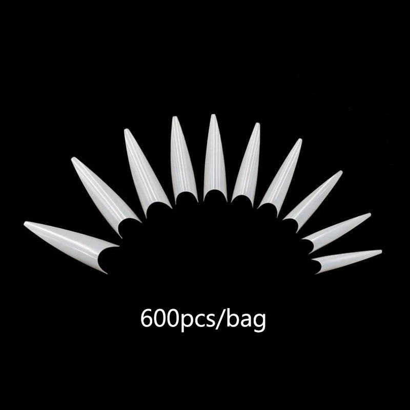 Extra Long No C Curve Stiletto False Nail Tips Acrylic Gel Clear Half Cover Fake Finger Professional Extensioin Coffin Manicure-Nail Inspo