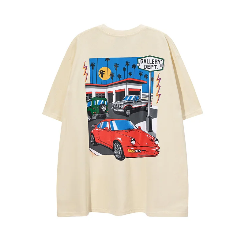 Gallery Dept Retro Washed Distressed Cartoon Car Short Sleeves