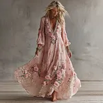 Women's Bohemian Floral Lace V-neck Maxi Dress - Image 2